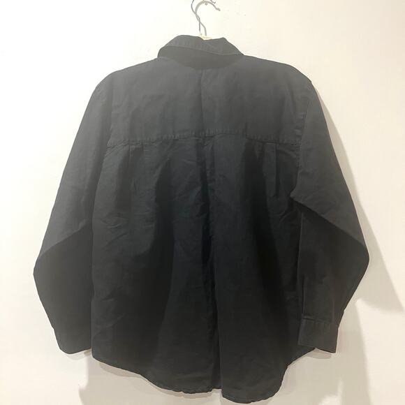 Vtg Gitano ramie cotton blend button up blouse black medium snap shoulder - Picture 2 of 9